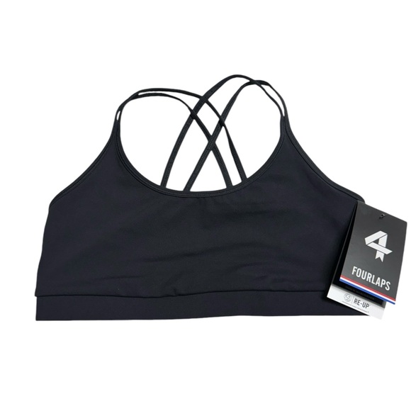 Fourlaps Vitality Sports Bra Black NWT Womens Size Medium Athletic Fit Strappy - Picture 1 of 13